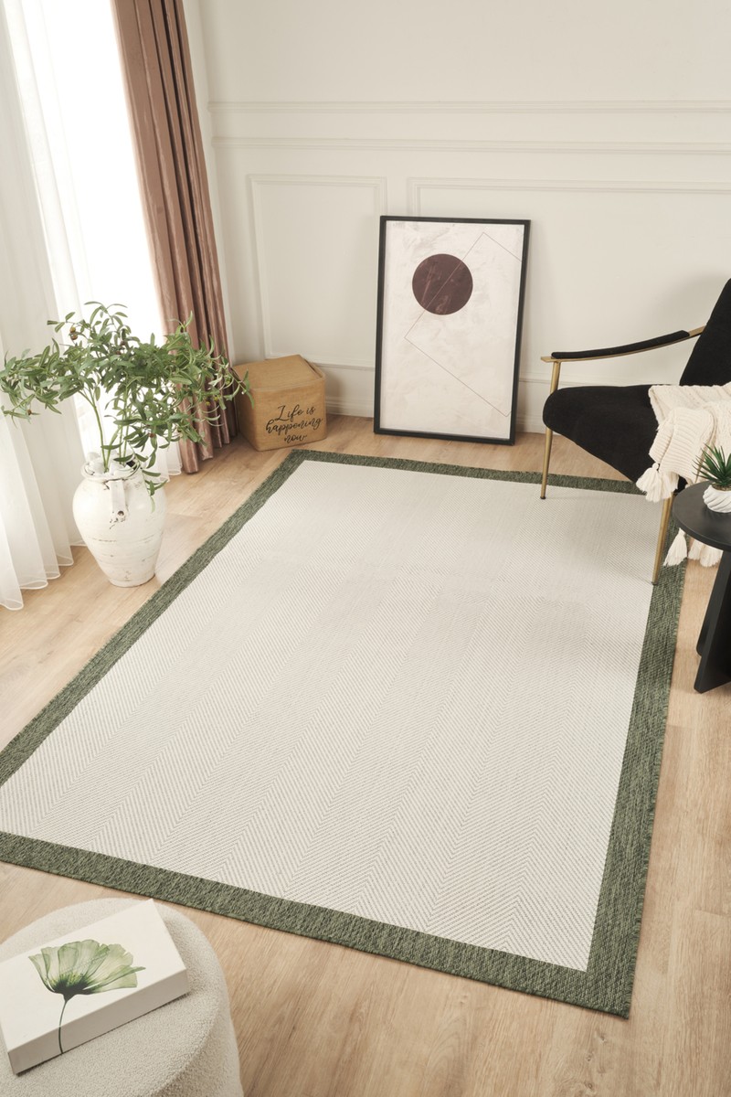 Konfor Halı Konfor Halı Sisalux 3090 Krem Yeşil Sisal Dokuma Jüt Kilim Hav Toz Vermez Halı Salon Mutfak Oturma — 6. ürün görseli