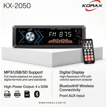 Korax Korax KX-2050 Spektrum Ekranlı Bluetooth Oto Teyp · Mosfet 4X50W Ses Çıkışı · Single-Dın Mp3 — 2. ürün görseli