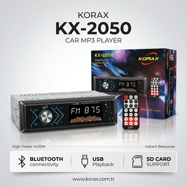 Korax Korax KX-2050 Spektrum Ekranlı Bluetooth Oto Teyp · Mosfet 4X50W Ses Çıkışı · Single-Dın Mp3 — 3. ürün görseli
