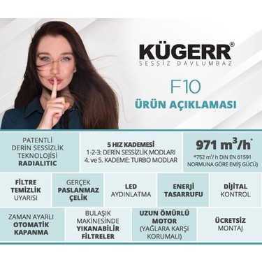 Kügerr Kügerr F10 ' Dünyanın En Sessiz Davlumbazı' 60 cm — 5. ürün görseli