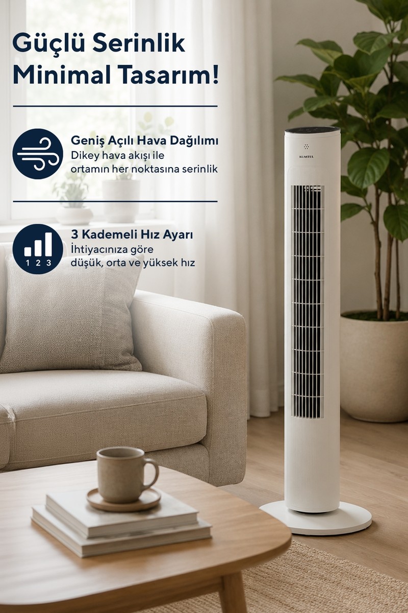 Kumtel Kumtel KTF-360 Kule Tipi Vantilatör Beyaz — 2. ürün görseli
