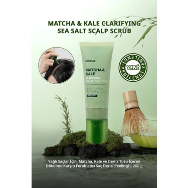 Kundal Kundal Yağlı Saçlara Dökülme Karşıtı Saç Derisi Peelingi Matcha&Kale Clarifying Sea Salt Scalp fiyatı ve görseli