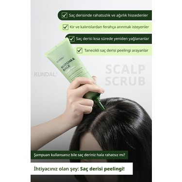 Kundal Kundal Yağlı Saçlara Dökülme Karşıtı Saç Derisi Peelingi Matcha&Kale Clarifying Sea Salt Scalp — 2. ürün görseli