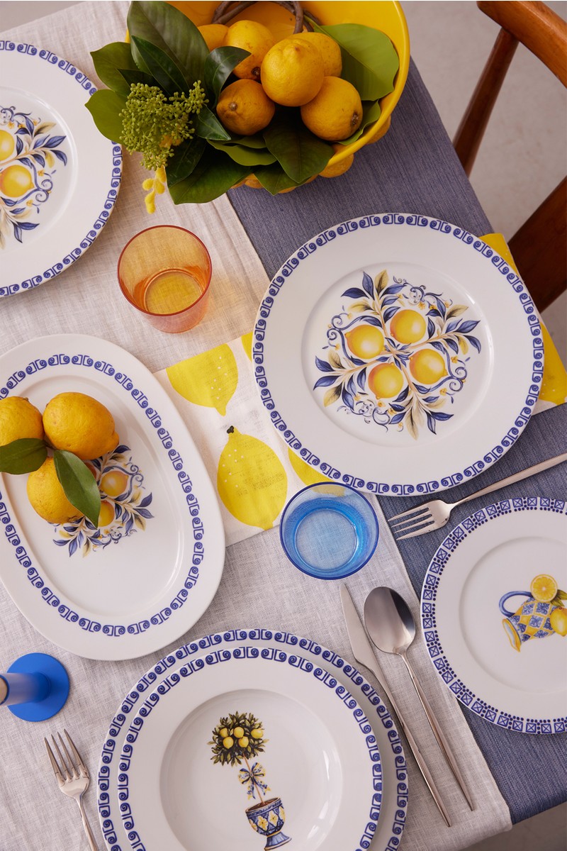 Kütahya Porselen Amalfi 26 Parça Çok Renkli Yemek Takımı 6 Kişilik Porselen Desenli Set