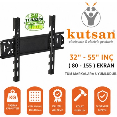 Kutsan Kutsan Lg Uyumlu 37" - 55'' 94 - 140 Ekran Led ve Lcd Tv Sabit Duvar Askı Aparatı + Su fiyatı ve görseli