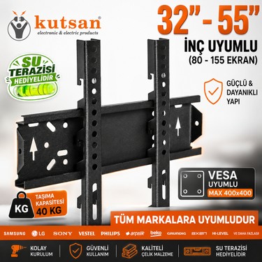 Kutsan Kutsan Lg Uyumlu 37" - 55'' 94 - 140 Ekran Led ve Lcd Tv Sabit Duvar Askı Aparatı + Su — 6. ürün görseli