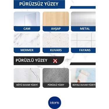 Lataris Lataris Şeffaf Banyo Duş Rafı Yapışkanı Yedeği Tırnaklı Kanca 6x6 cm Delmesiz Şampuanlık Tutucu 10 — 3. ürün görseli