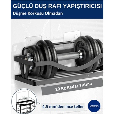 Lataris Lataris Şeffaf Banyo Duş Rafı Yapışkanı Yedeği Tırnaklı Kanca 6x6 cm Delmesiz Şampuanlık Tutucu 10 — 5. ürün görseli