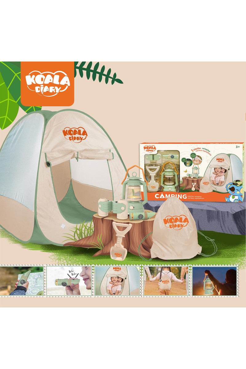 Learning Fun 6 Parçalı Işıklı Çadırlı Kamp Eşyaları Seti Oyuncak Oyun Seti Çocuk Oyun Çadırı