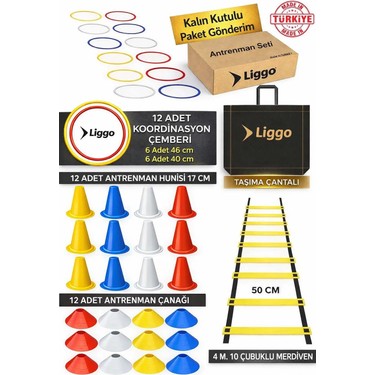 Liggo Liggo Antrenman Seti 4m Merdiven 12li Huni 12li Çanak 12li Koordinasyon Çemberi Spor Eğitim fiyatı ve görseli