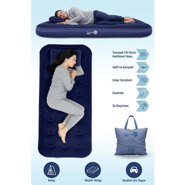 Livenzi Livenzi Nature Tek Kişilik Şişme Yatak & Yastık (191 × 76 × 22 fiyatı ve görseli