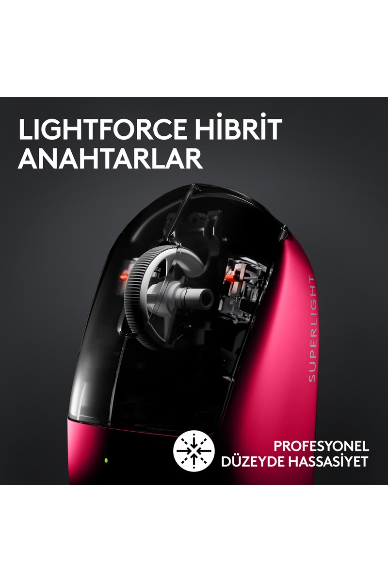 Logitech Logitech G PRO X SUPERLIGHT 2 Hafif HERO 2 Sensör 32.000 DPI LIGHTSPEED Kablosuz Oyuncu Mouse - Pembe — 3. ürün görseli