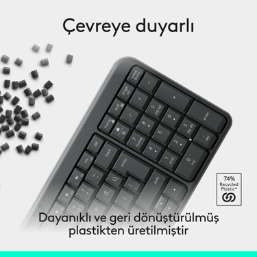 Logitech Logitech K250 Kablosuz Türkçe Klavye - Bluetooth Bağlantılı Kompakt Tasarım ile Ev Ofis — 4. ürün görseli
