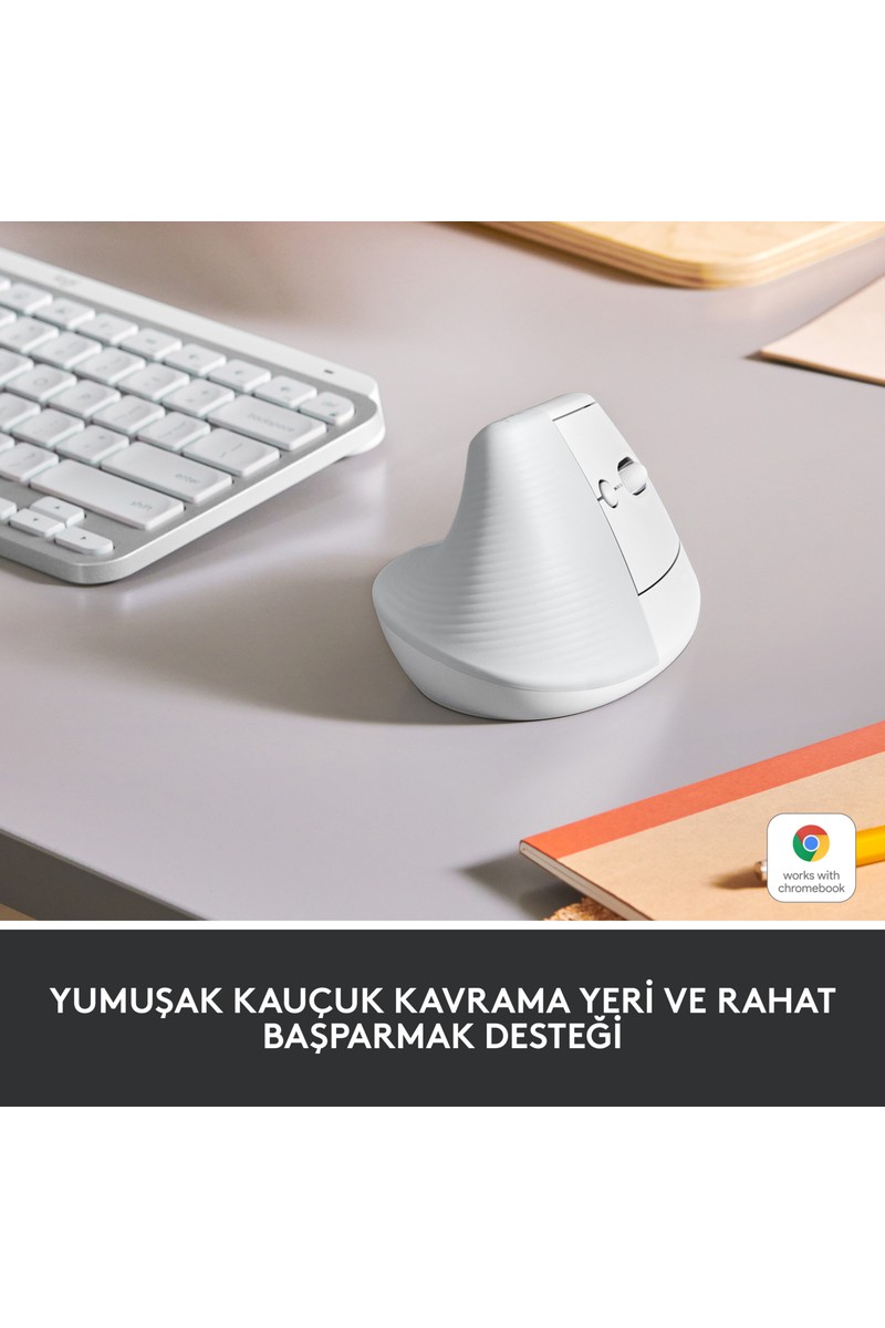 Logitech Logitech Lift Sessiz Kablosuz Ergonomik Dikey Mouse - Beyaz — 2. ürün görseli