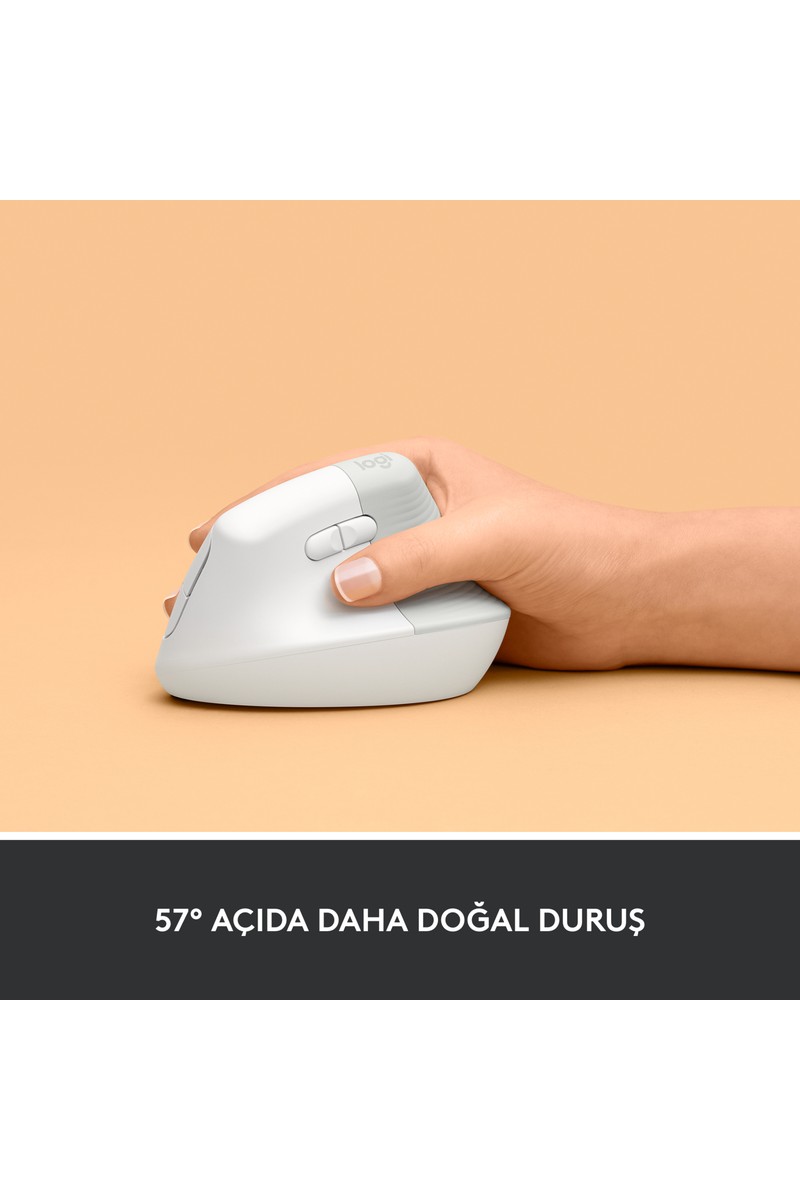 Logitech Logitech Lift Sessiz Kablosuz Ergonomik Dikey Mouse - Beyaz — 3. ürün görseli