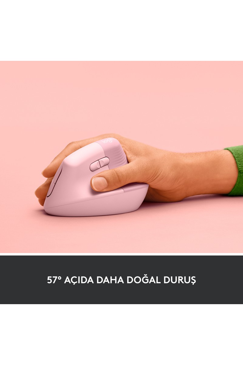 Logitech Logitech Lift Sessiz Kablosuz Ergonomik Dikey Mouse - Pembe — 3. ürün görseli