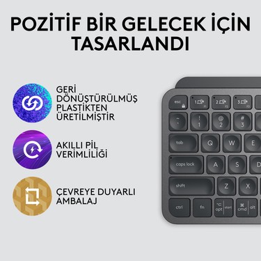 Logitech Logitech MX Keys Mini Minimalist Kablosuz Bluetooth Aydınlatmalı Türkçe Q Klavye - — 5. ürün görseli