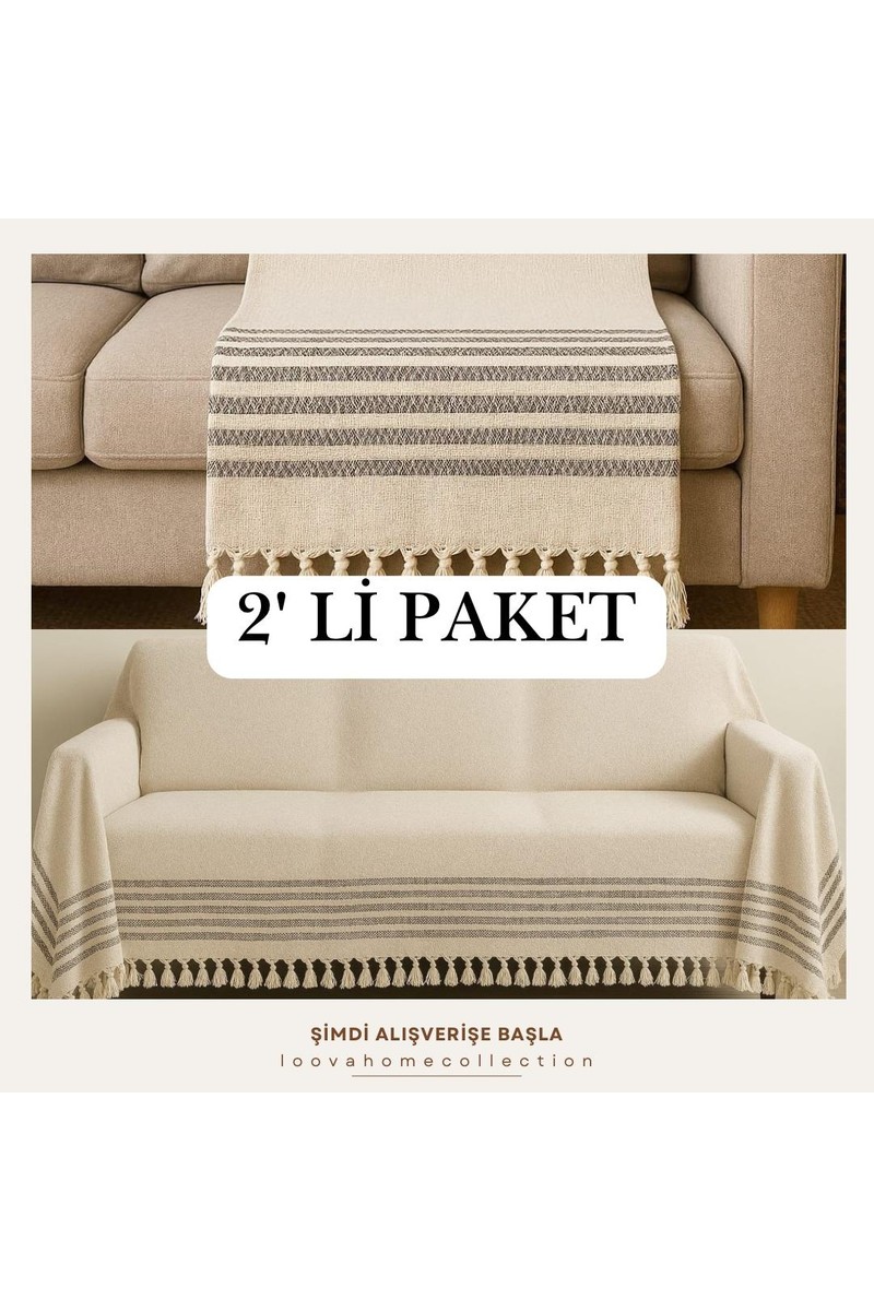 Loova Home Collection Koltuk Örtüsü 2'li Set Geleneksel Dokuma % 100 — 2. ürün görseli