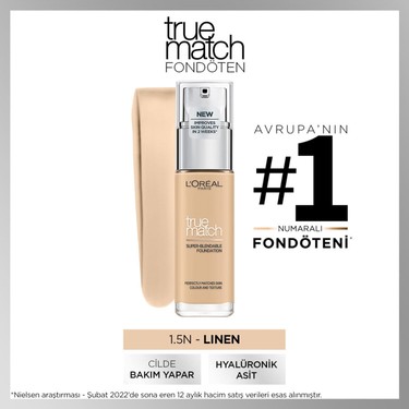 L'Oréal Paris L'Oréal Paris True Match Bakım Yapan Fondöten - 1.5N Nötr Alt Ton fiyatı ve görseli