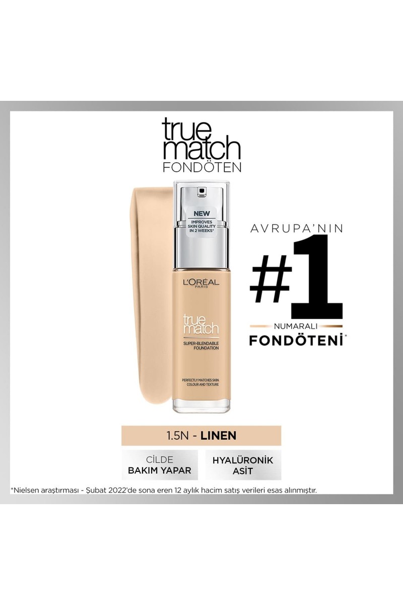 L'Oréal Paris L'Oréal Paris True Match Bakım Yapan Fondöten - 1.5N Nötr Alt Ton — 6. ürün görseli