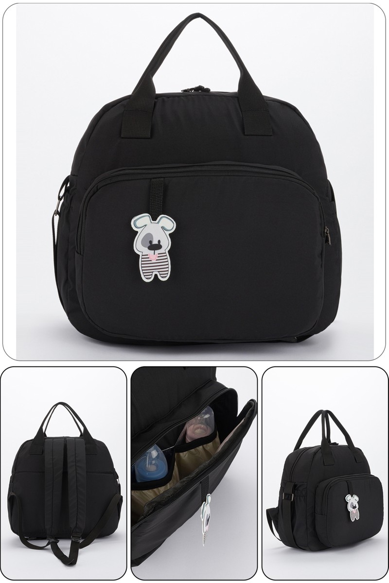 Lucky Baby Siyah Su Geçirmez Kumaş Anne Bakım Çantası 16-25 kg Kapasite ile Ergonomik Tasarım