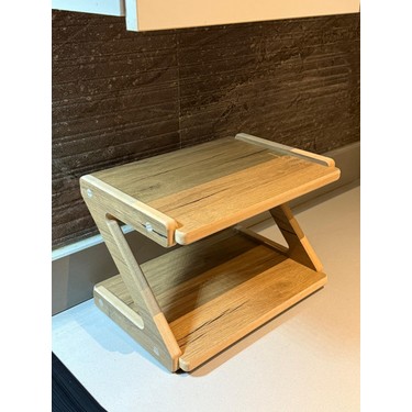 Akçe Home Lüks Ahşap Mutfak Tezgah Rafı 38X27X25, Estetik Raf, Çok Kullanışlı Raf, Baharatlık, fiyatı ve görseli