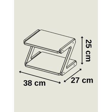 Akçe Home Lüks Ahşap Mutfak Tezgah Rafı 38X27X25, Estetik Raf, Çok Kullanışlı Raf, Baharatlık, — 2. ürün görseli