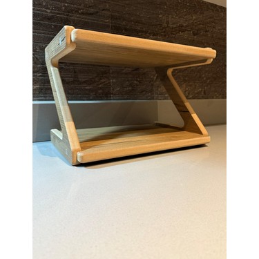 Akçe Home Lüks Ahşap Mutfak Tezgah Rafı 38X27X25, Estetik Raf, Çok Kullanışlı Raf, Baharatlık, — 5. ürün görseli