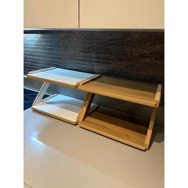 Akçe Home Lüks Ahşap Mutfak Tezgah Rafı 38X27X25, Estetik Raf, Çok Kullanışlı Raf, Baharatlık, — 6. ürün görseli