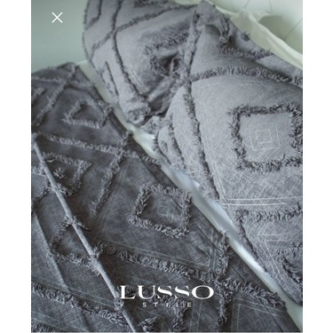 Lusso Stile Lusso Stile Iskandinav Çift Kişilik Yatak Örtüsü Antrasit Füme 250X260 ve 2 Adet Yastık fiyatı ve görseli