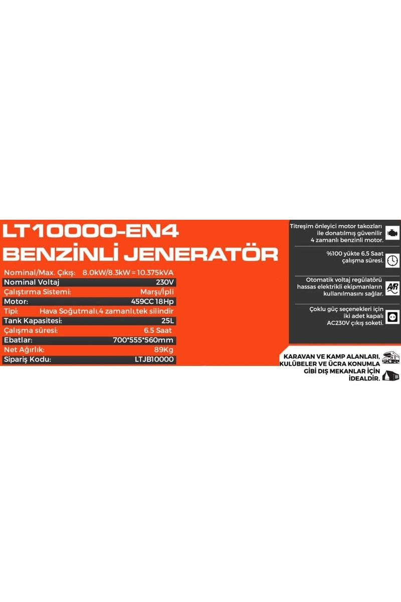Lutian Lutian LT10000EN4 10 Kwa Benzinli Jeneratör Marşlı 220 V. — 2. ürün görseli