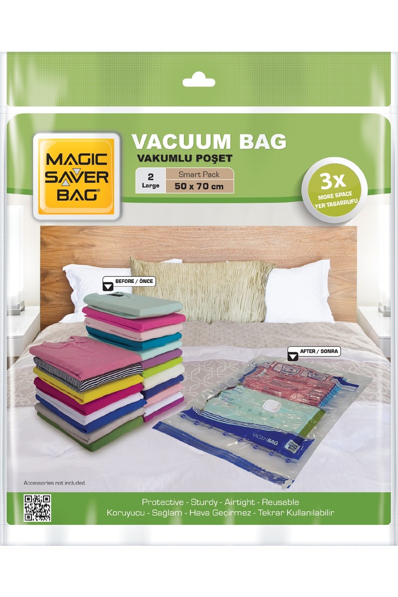 Magic Saver Bag Magic Saver Bag 2'li Vakumlu Poşet Seti L Ebatlarda Koruyucu ve Pratik Kullanım — 2. ürün görseli