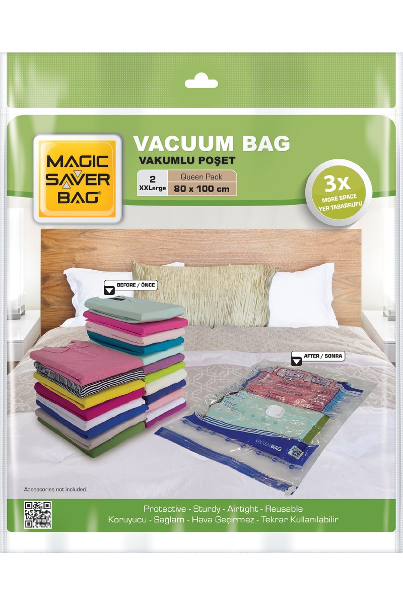 Magic Saver Bag Magic Saver Bag 2'li Vakumlu Poşet Seti L Ebatlarda Koruyucu ve Pratik Kullanım — 3. ürün görseli