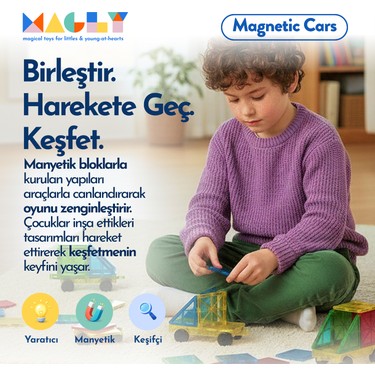 Magly Magly Magnetic Cars Manyetik Araç Oyun Seti - Manyetik Yapı Blokları Araba — 2. ürün görseli
