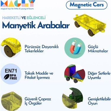 Magly Magly Magnetic Cars Manyetik Araç Oyun Seti - Manyetik Yapı Blokları Araba — 3. ürün görseli