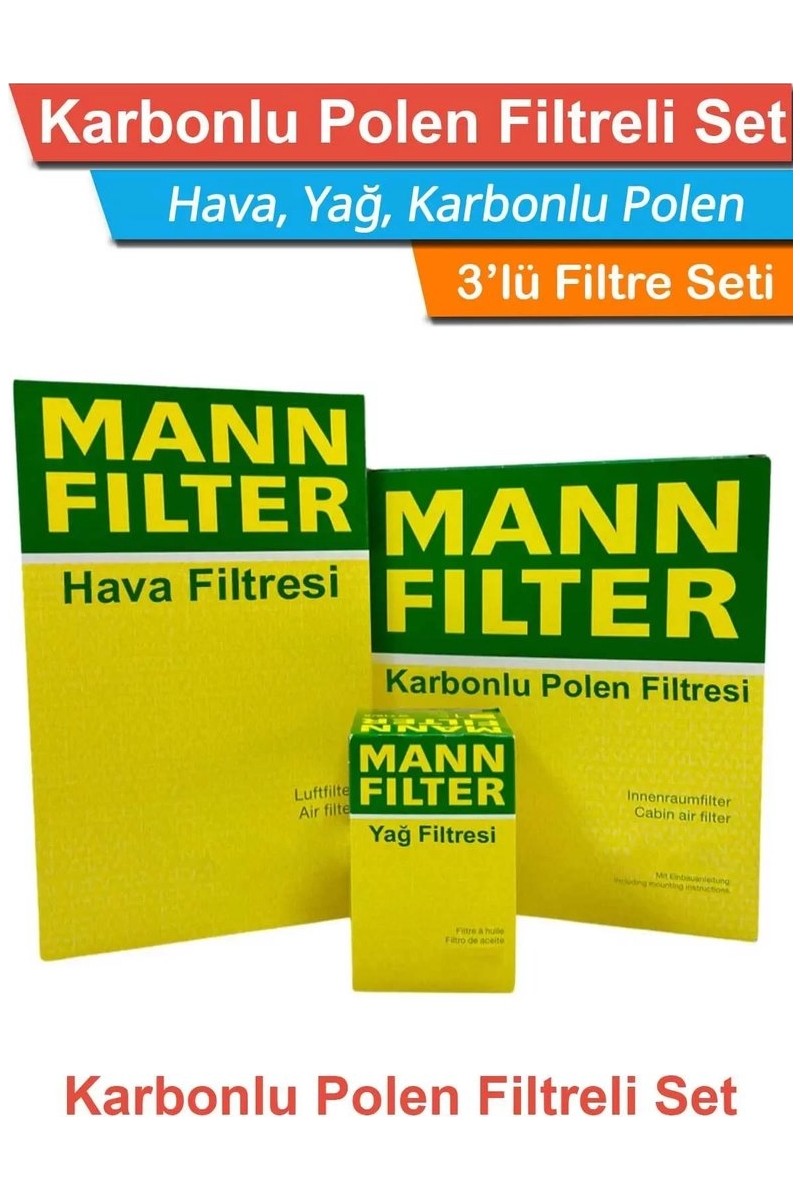Mann Toyota Corolla Uyumlu 1.33 1.6 Mann-Filter Filtre Bakım Seti 2007-2018