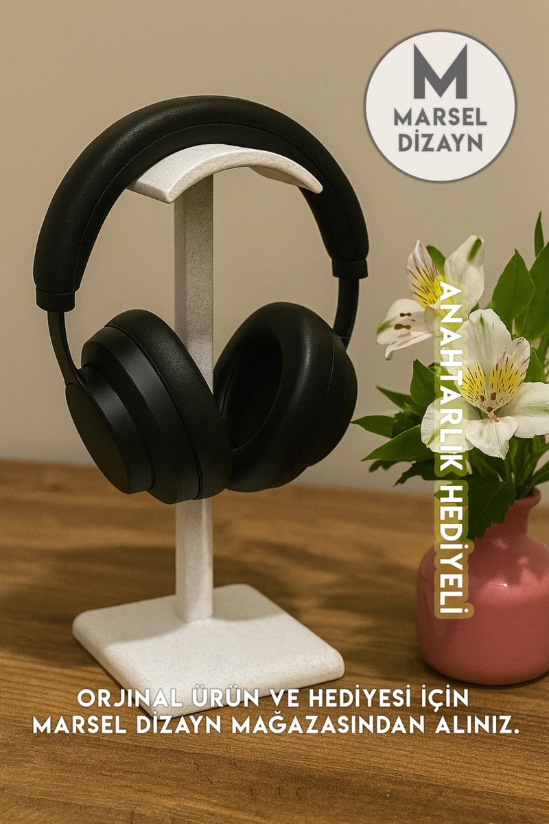 Marsel Marsel Dizayn Dekoratif Gamer Kulaklık Standı - Kulaklık Tutucu - Mermer Beyazı - Kış Temalı Anahtarlık Hediyeli - 24 cm — 2. ürün görseli