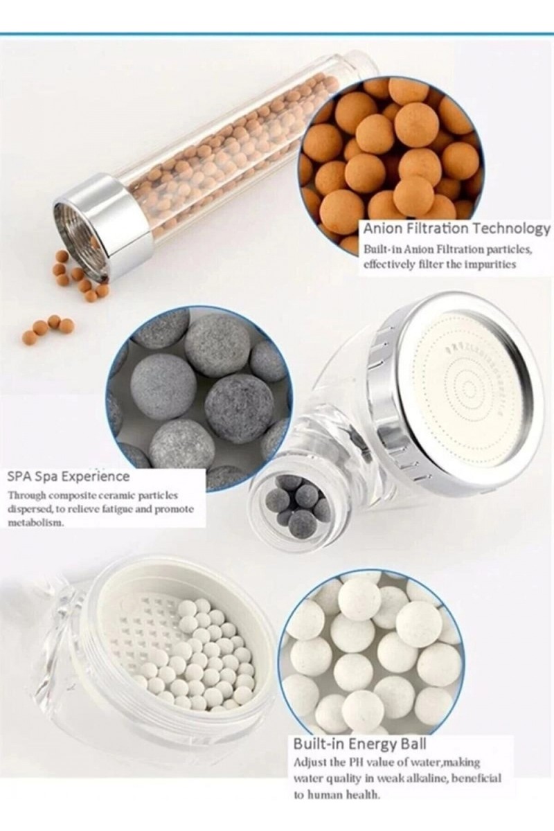 Marsilyan Marsilyan ™- Filtreli ve Su Tasarruflu Arıtmalı Duş Başlığı Seti Boncuklu Başlık Hortum ve Mafsal Set — 3. ürün görseli