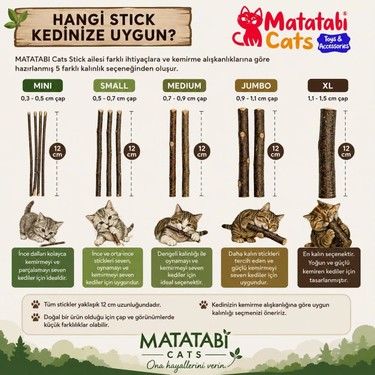Matatabi Matatabi Cats 3 Lü Küçük Kedi Kemirme Çubuğu Doğal diş fırçası,doğal Kedi Oyuncağı 12 cm Eğlenceli — 2. ürün görseli