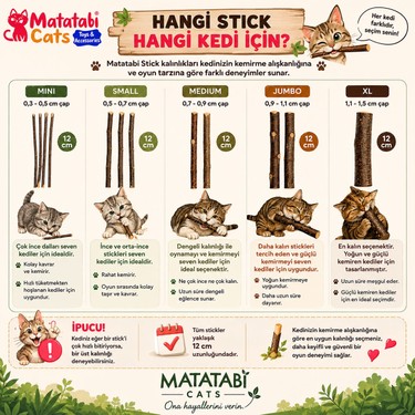 Matatabi Matatabi Cats 3 Lü Küçük Kedi Kemirme Çubuğu Doğal diş fırçası,doğal Kedi Oyuncağı 12 cm Eğlenceli — 3. ürün görseli