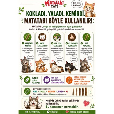 Matatabi Matatabi Cats 3 Lü Küçük Kedi Kemirme Çubuğu Doğal diş fırçası,doğal Kedi Oyuncağı 12 cm Eğlenceli — 4. ürün görseli