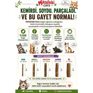 Matatabi Matatabi Cats 3 Lü Küçük Kedi Kemirme Çubuğu Doğal diş fırçası,doğal Kedi Oyuncağı 12 cm Eğlenceli — 5. ürün görseli