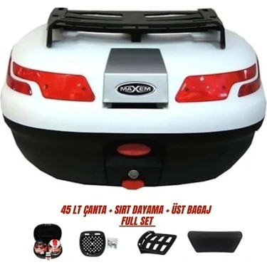 Maxem Maxem Motosiklet Arka Çanta 45 Litre Sırt Dayama ve Üst Tabla Full Set fiyatı ve görseli