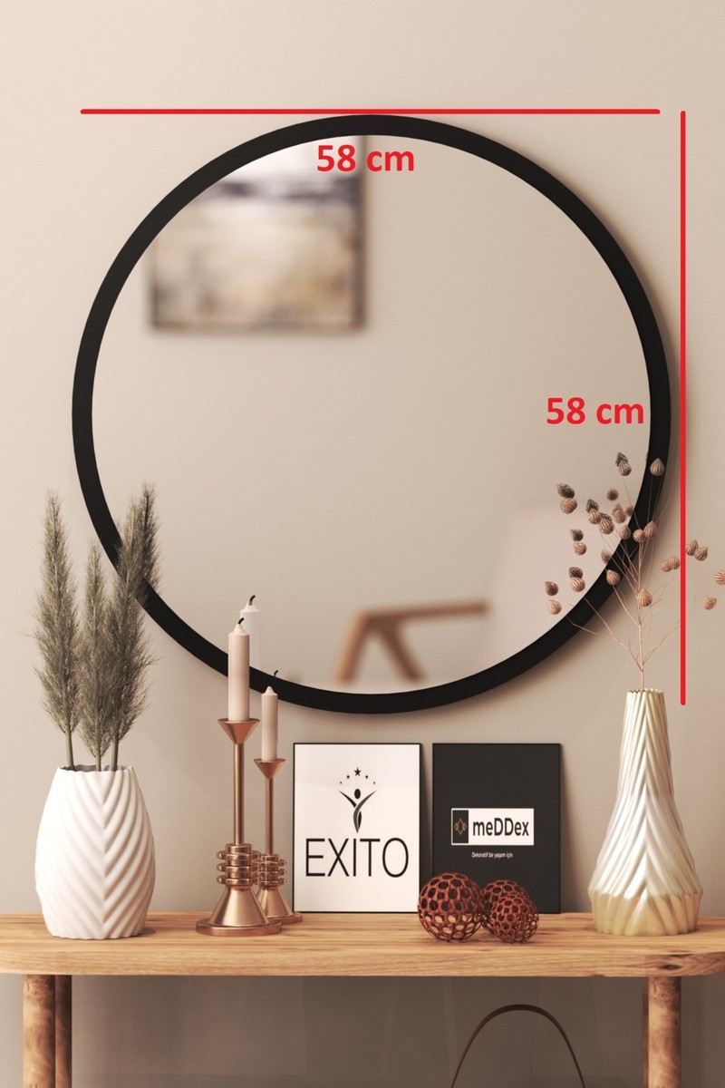 meDDex meDDex Dekoratif Yuvarlak Ayna Siyah 58 cm Antre Hol Wc Siyah 58 cm — 3. ürün görseli