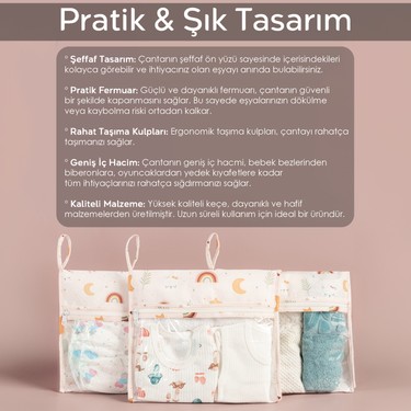 Meleni Baby Meleni Baby 3 Parça Şeffaf Pencereli Fermuarlı Yeni Doğan Hastane Organizer Seti - Bavul Valiz — 4. ürün görseli