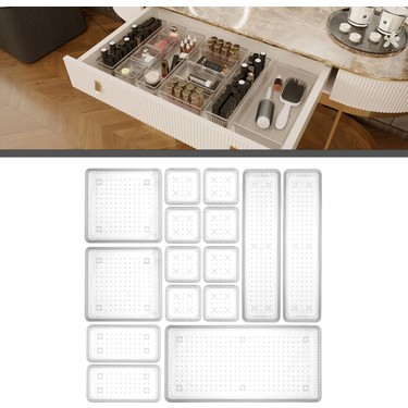Meleni Home Meleni Home 15'Li Çekmece Içi Çok Amaçlı Organizer -Kozmetik Takı Makyaj Organizeri Dolap Içi fiyatı ve görseli