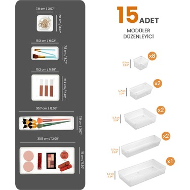 Meleni Home Meleni Home 15'Li Çekmece Içi Çok Amaçlı Organizer -Kozmetik Takı Makyaj Organizeri Dolap Içi — 2. ürün görseli