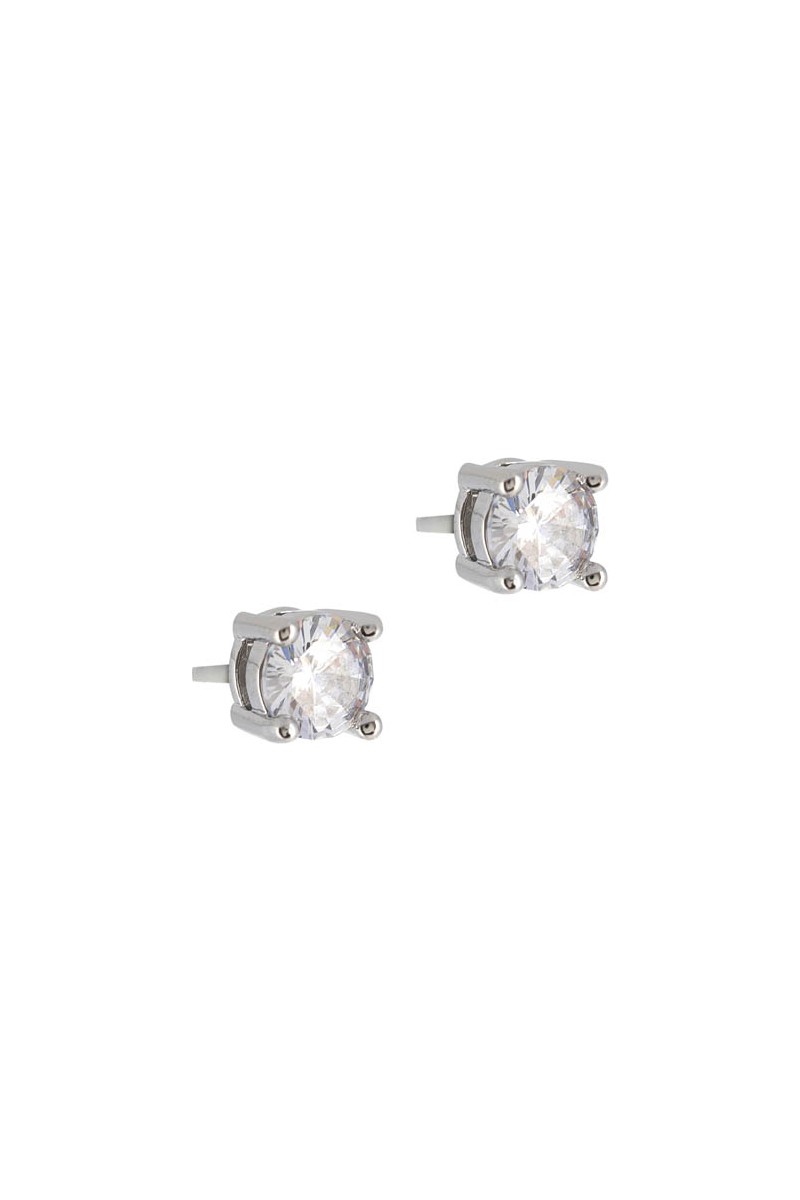 Merano Design 5mm Beyaz Tek Taş Küpe Rodyum Kaplama Kristal Taşlı Kadınlar İçin Şık Tasarım