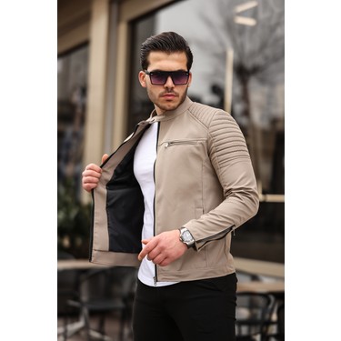 Mero Life Mero Life Erkek Krem Su ve Rüzgar Geçirmez Slim Fit Astarlı Mevsimlik — 4. ürün görseli
