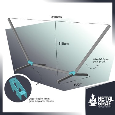 Metalgraf Metalgraf Metal Hamak Standı 1 Kişilik Kullanım için Dayanıklı Çelik Malzeme ile — 6. ürün görseli